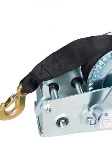 Лебедка ручная барабанная с лентой  1т 10 м оцинкованная TOR FD двускоростная фото 10